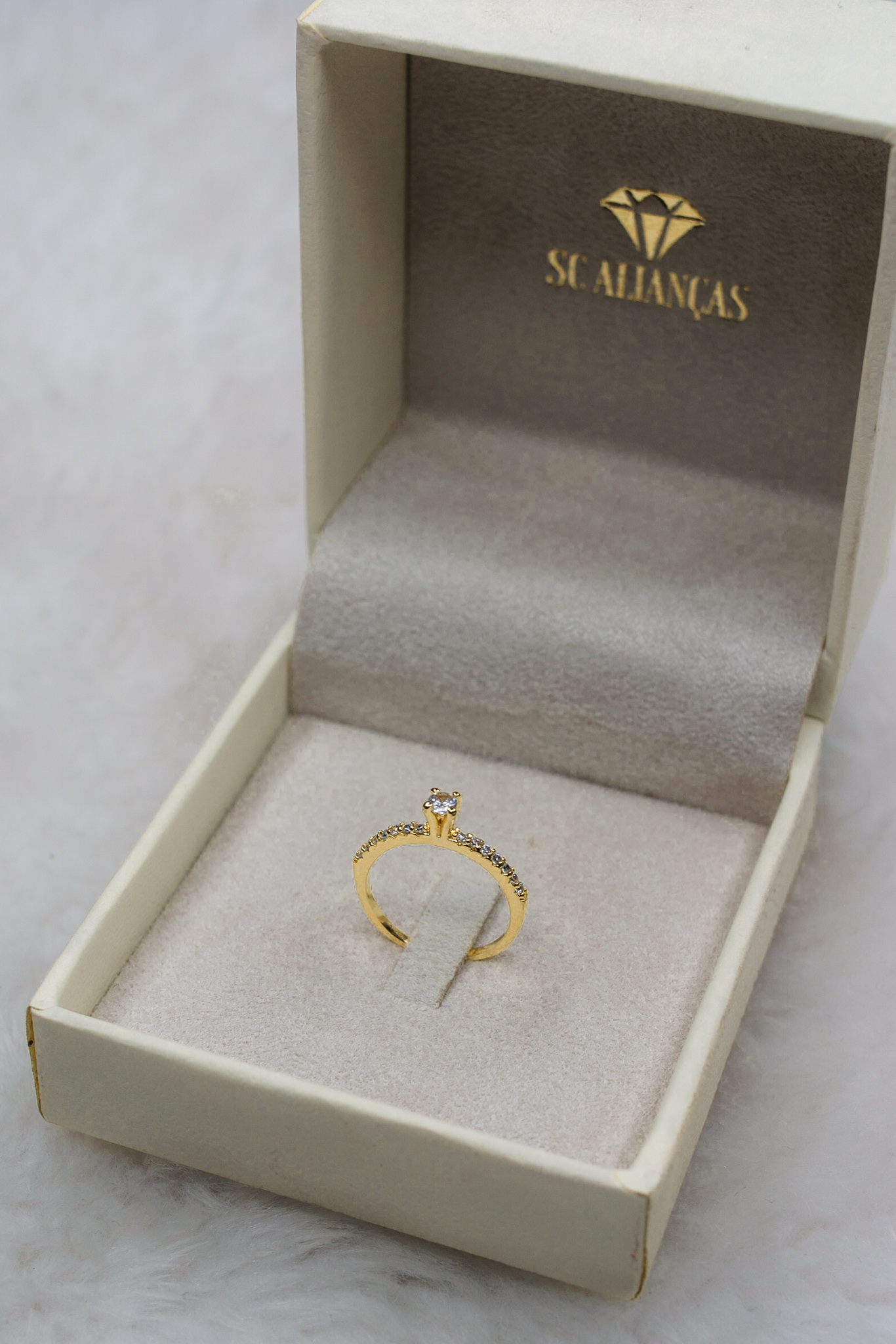 Anel Solitário Santorine - Ouro 18K