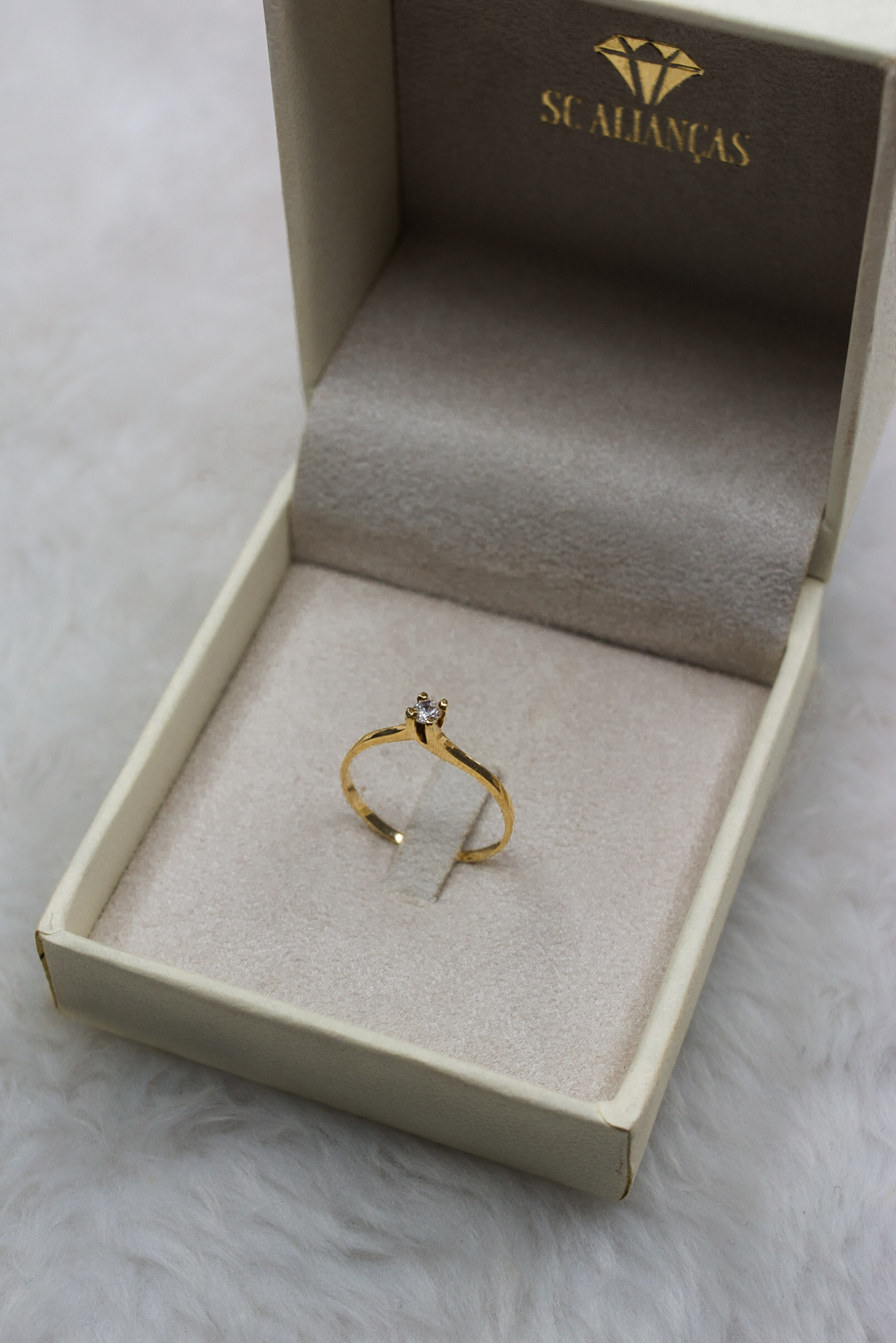 Anel Solitário Itália - Ouro 18K