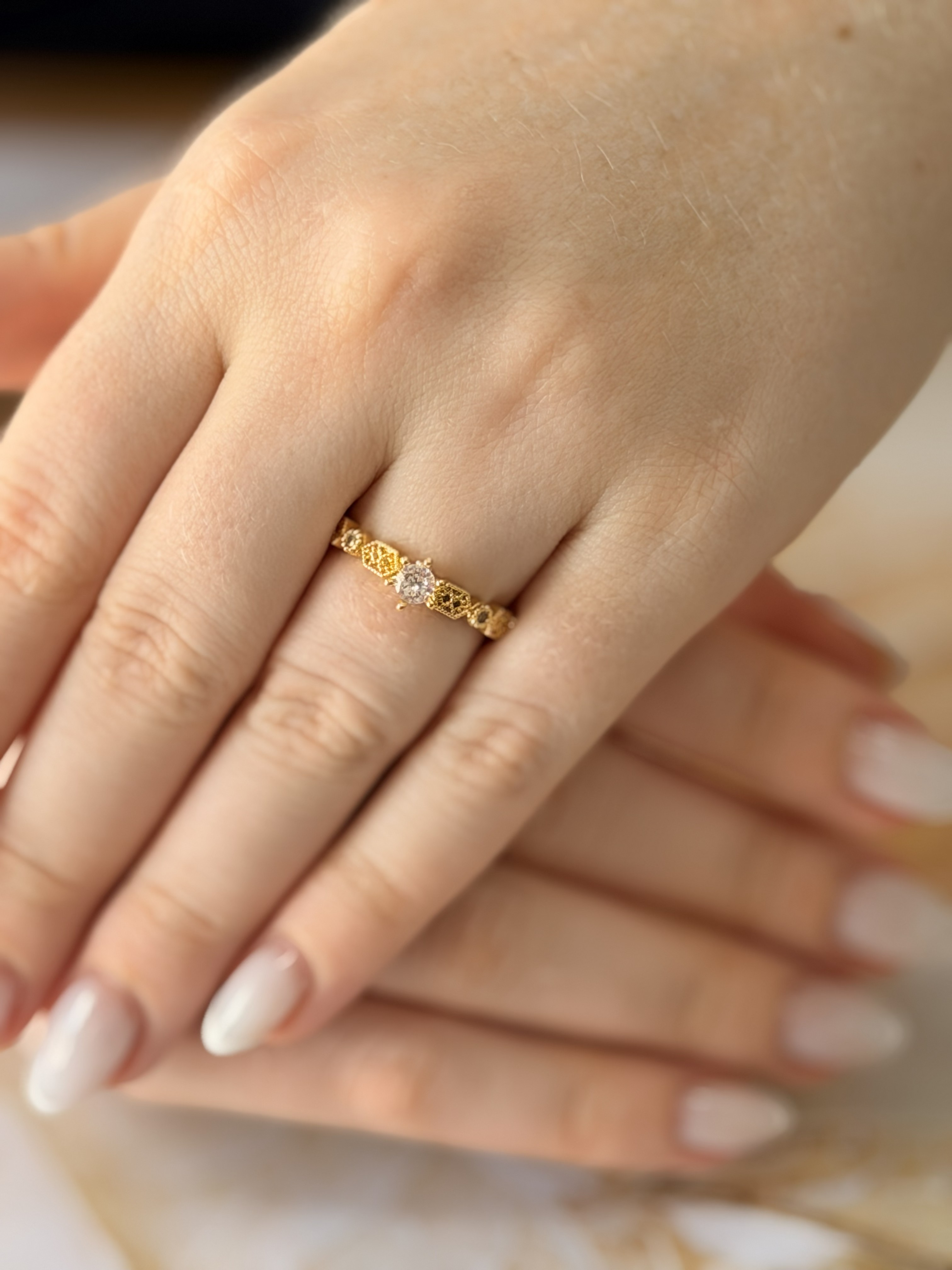 Anel Solitário Galles - Ouro 18K